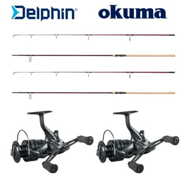 COMBO 2 Delphin ETNA E3 Corcho + 2 OKUMA BABARIAN BAITFEEDER BN-55