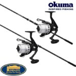 COMBO 2 CAÑAS LINEAFFE FREECARP 12 PIES 3LB+ 2 CARRETE OKUMA ELECTRON 165