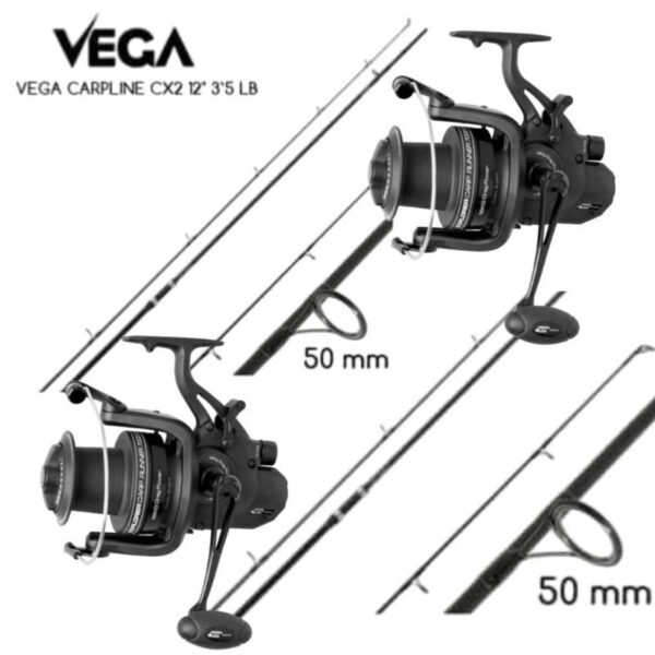 COMBO 2 CAÑA VEGA CARPLINE+ 2 CARRETE CINNETIC